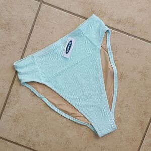 NWT Old Navy Mint Green Blue Textured Super High Waist Rise Swim Bottoms - S